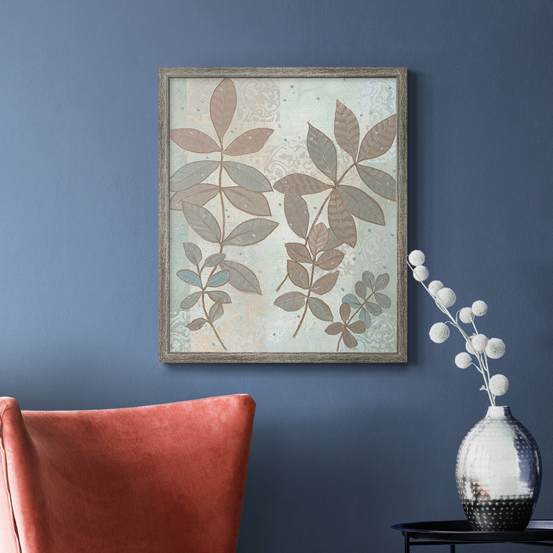 Toile à grappes de feuilles de qualité supérieure I - prête à être accrochée, Cadre d'angle fermé patiné, H 24 po x l 20 po
