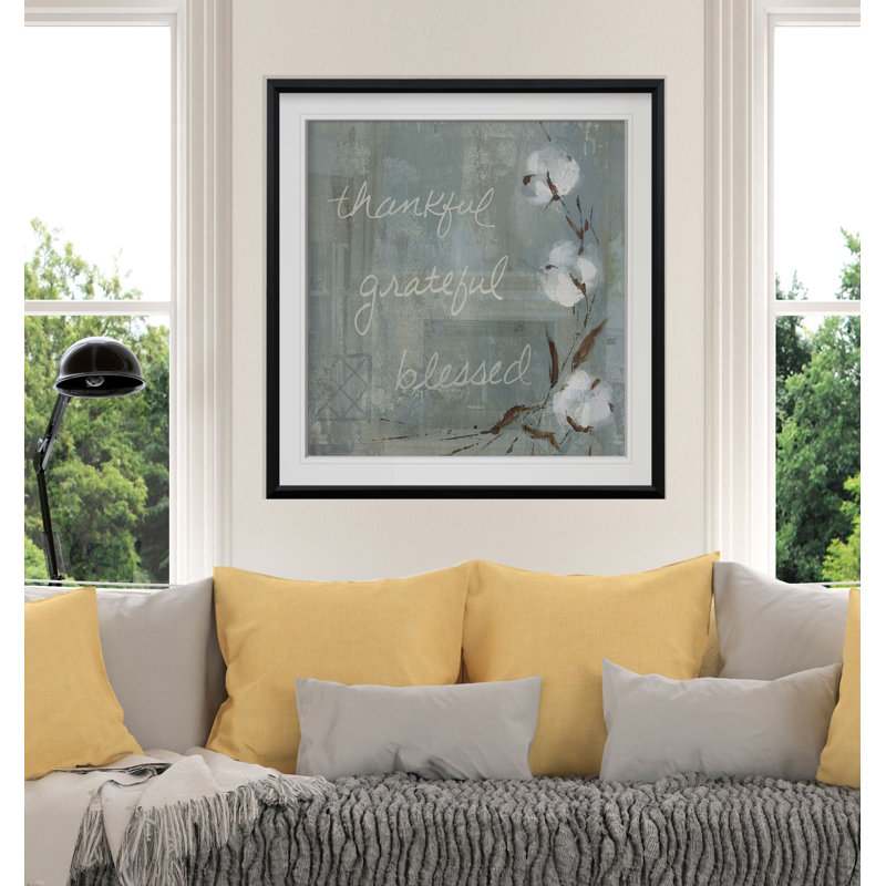 Reproduction d’art textuel thankful, H 17,5 po x l 17,5 po x P 1,5 po, Cadre noir