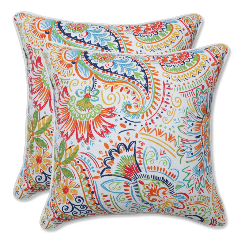 Gilford Multicolor Paisley Outdoor Throw Pillows, Set of 2
