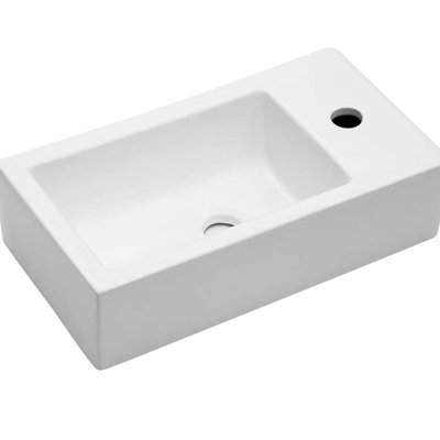 White Ceramic 18X10 Bathroom Sink - Wall Mount, Stain-, Fixture Inch Bath To Stains, Elegant Accessory