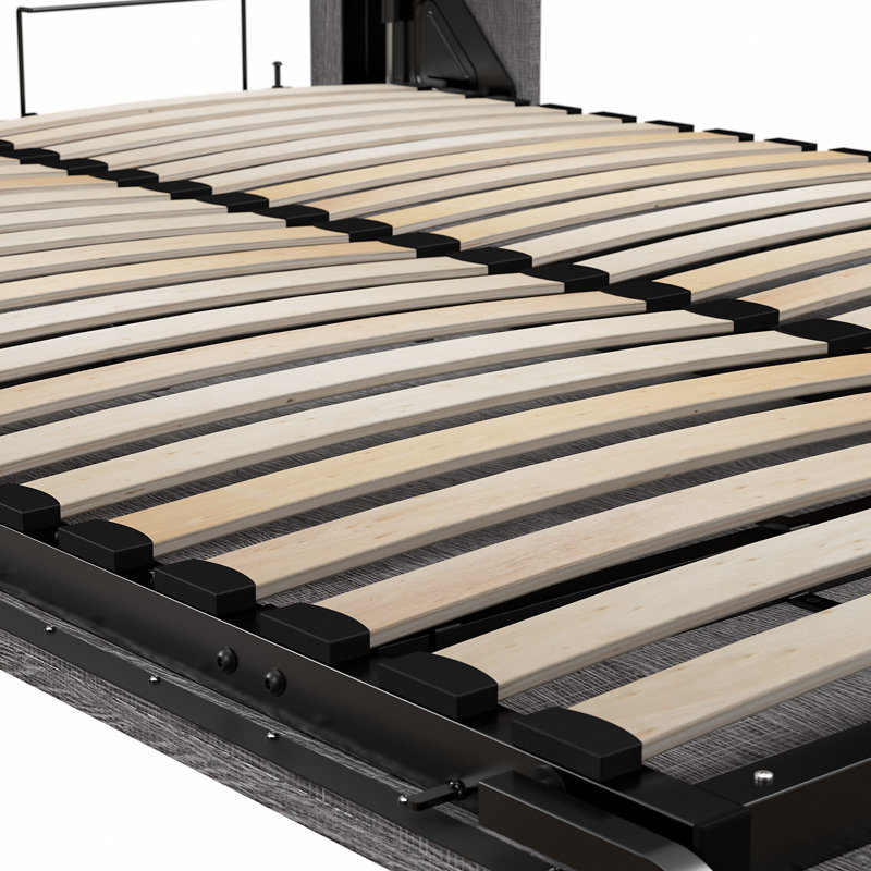 Arlex 101W Queen Wall Bed with 36W Storage Unit with Doors, Bark Gray