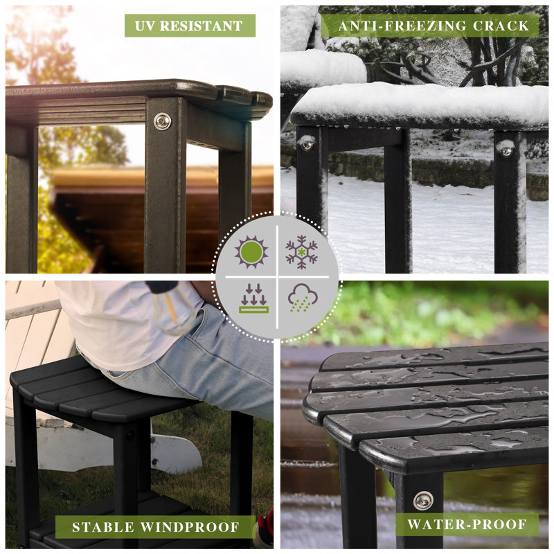 Bonpas Rectangular Outdoor Side Table, Black