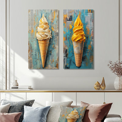 Ensemble de 2 pièces de crème glacée à la vanille française I - Desserts