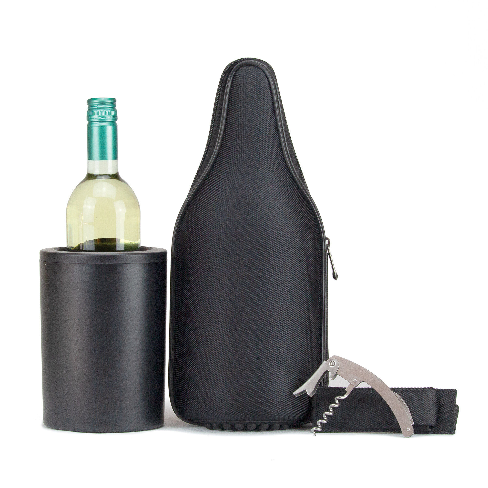 ChillnJoy CaddyO Cloth Wine Tote & Iceless Wine Bottle Chiller Set
