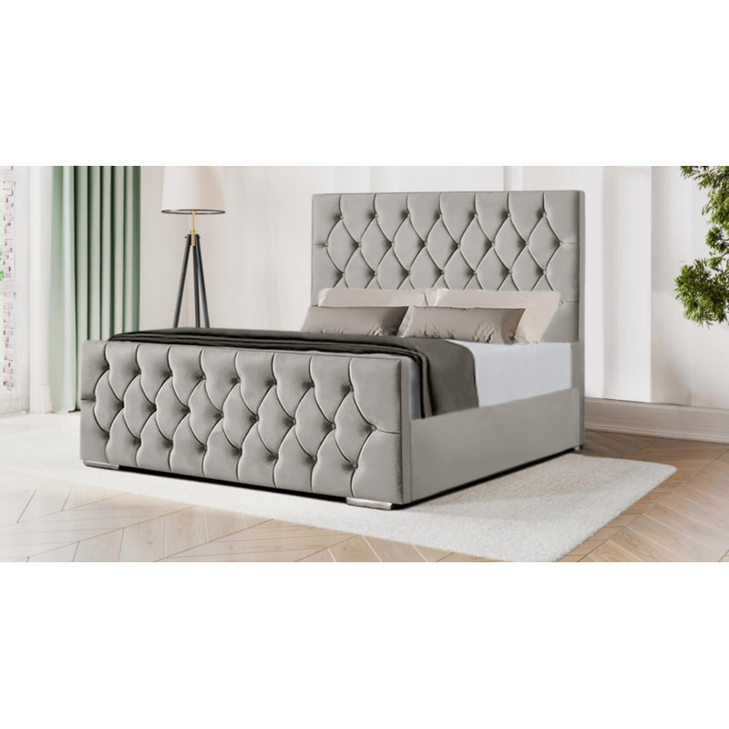 Avaleen Upholstered Bed, Double (135 x 190 cm), Silver