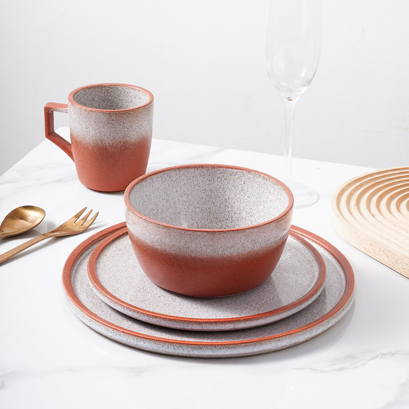 Stone Lain Vince 32-Piece Dinnerware Set Stoneware, Red