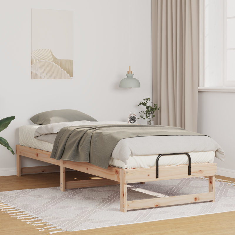 Bed Frame With Carry Handles Solid Pine Wood, Natural, 80 x 213cm