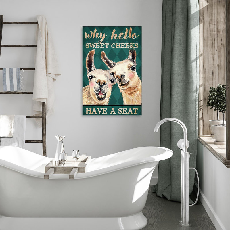 «Why Hello Sweet Cheek's Have a Seat Llama Lover», impression sur toile tendue, H 14 po x l 11 po x P 1,25 po