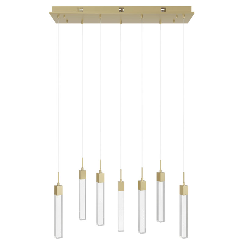 Original Glacier 7 - Light Pendant, Snow Acrylic, Brushed Brass