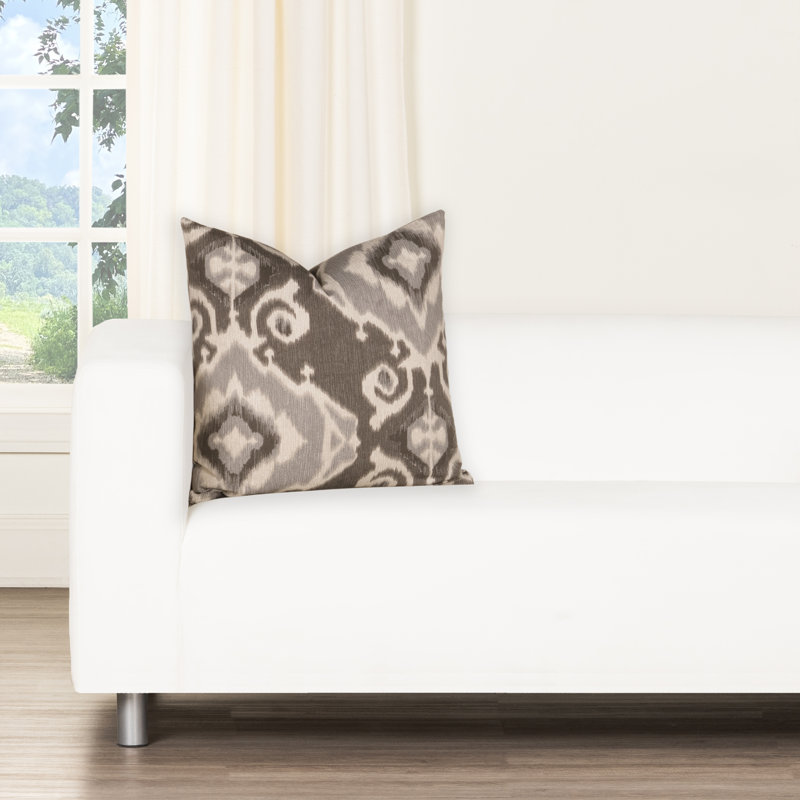 Coussin 100% coton Magnolia Home Fashions Delhi Batik, H 20 po x l 20 po, Polyester, Ikat gris anthracite
