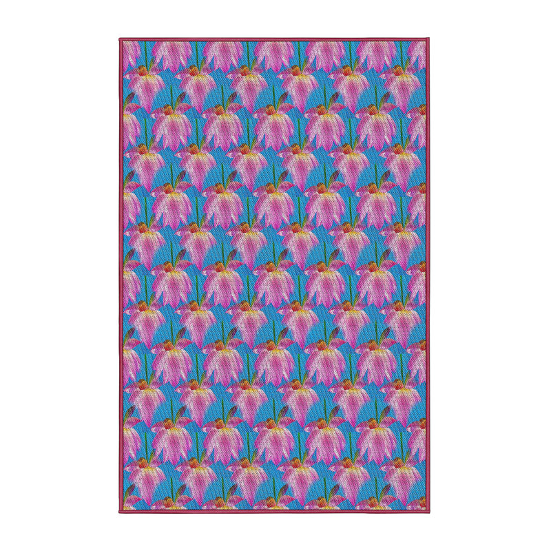 Tapis floral mauve / rouge, Rectangle 7 pi x 10 pi
