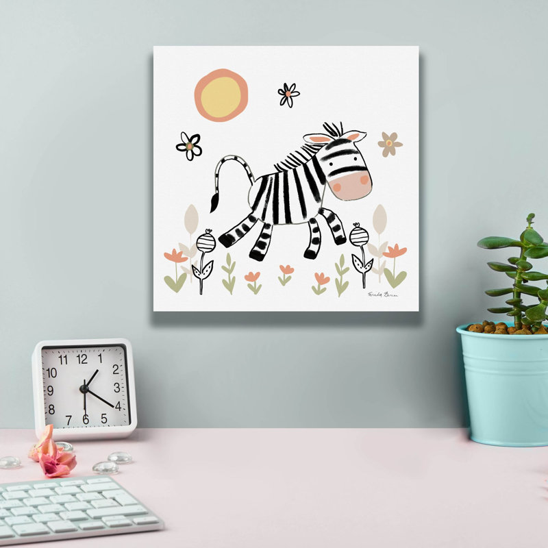 «Baby Zebra» par Farida Zaman, art mural sur toile, H 12 po x l 12 po