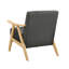 Modern Dark Gray Fabric Upholstered Accent Chair with Natural Solid Rubberwood Frame-134537539