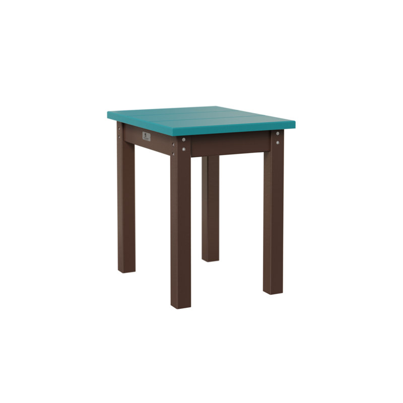 Outdoor Rectangle Side Table, Chocolate Brown, Aruba Blue
