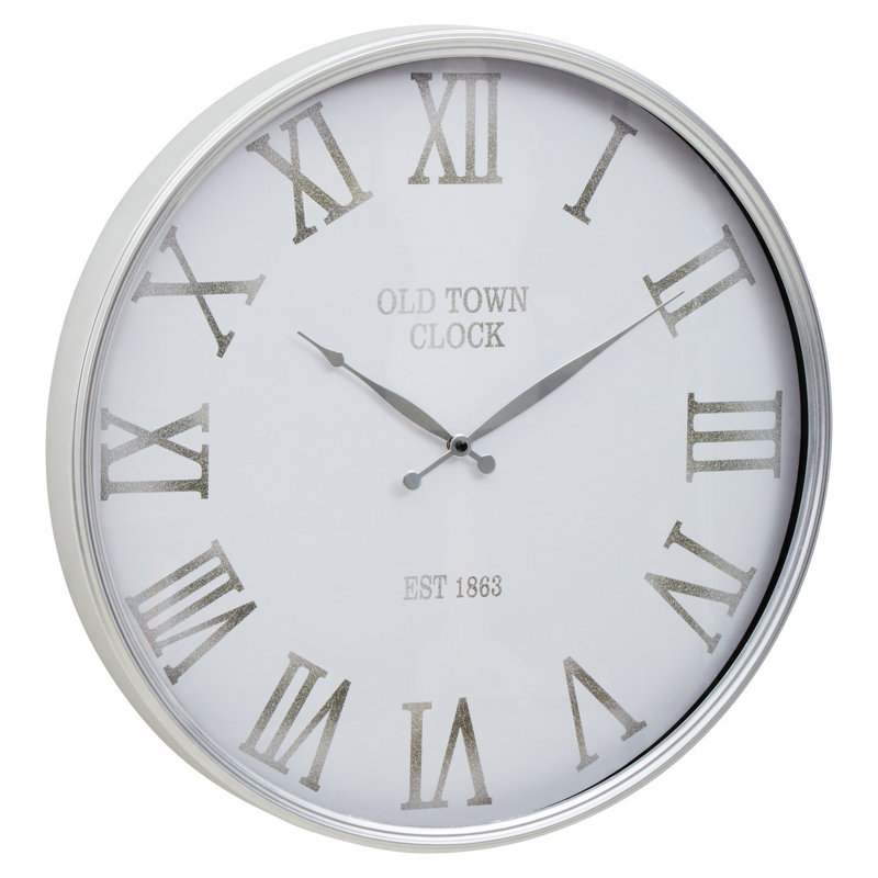 Trumpeters Metal Wall Clock, Silver/White
