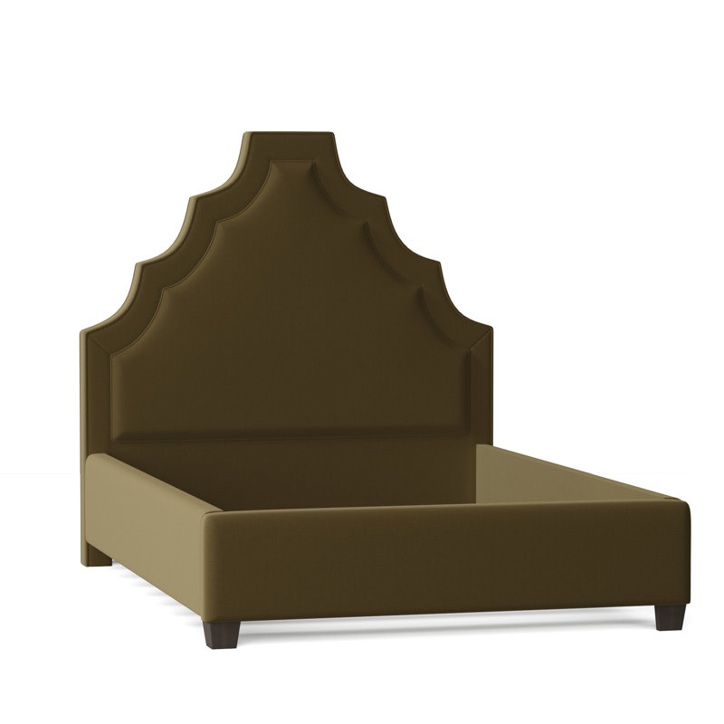 Lexi Upholstered Bed, Queen, Highlander Olive, Brown Mahogany
