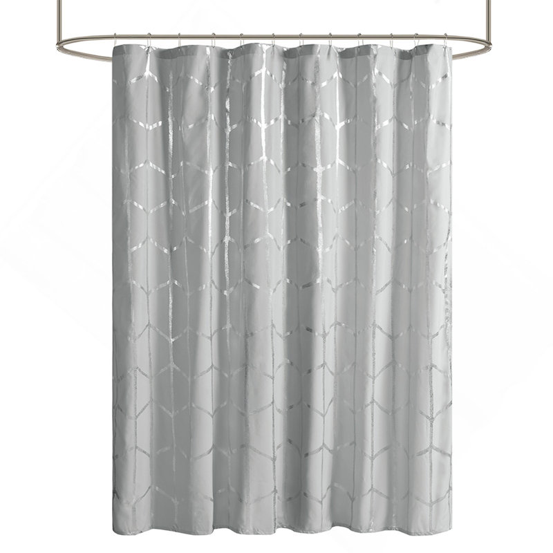 Printed Metallic Shower Curtain, Gray/Silver