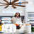 Solid Wood Ceiling Fan With 8 Blades, Reversible Dc Motor, Smart App & Remote Control, Quiet Indoor/outdoor Fan With 3 Downrods