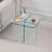 Modern Square Acrylic Side Table - Smoky Blue Translucent Tempered Glass End Table-737124254