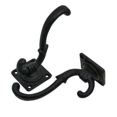 Double Prong Dark Oil Rubbed Bronze Finished Hat and Coat Hook with Ball Ends UNIQANTIQ Hardware Supply