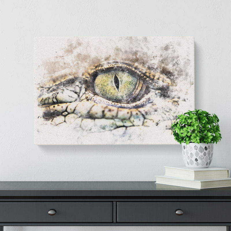Crocodile Eye - Wrapped Canvas, 60cm H x 91cm W x 4cm D