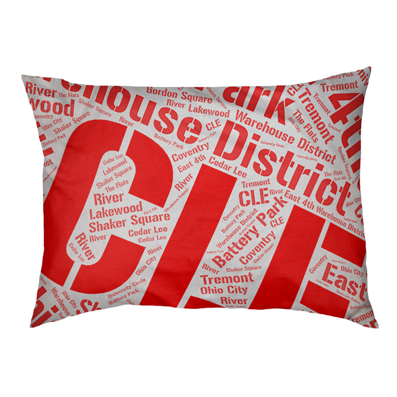 Coussin de chien « districts », Moyen (H 9,5 po x l 28 po x P 18 po), Rouge, Cleveland
