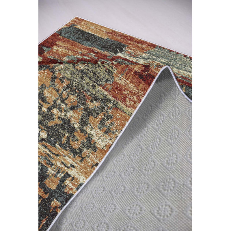 Stylish Woven Carpet (4 x 6 Feet), 100% Polyester, 0.3 in Pile Height | Antibacterial, Non-Slip PVC Dot Underside | Machine Washable, 3D Digital Printed Design | Perfect for Living Room, Bedroom & Office Decor