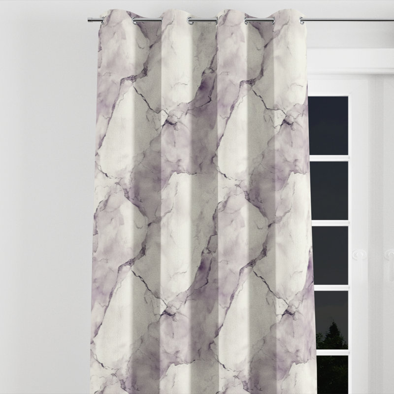 Panneaux de rideaux abstraits - gris avec œillets Azirah - 1 panneau, L 52 po x L 90 po, Œillets argentés