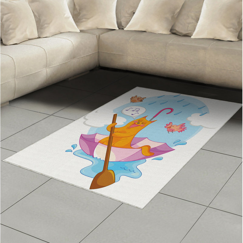 Cat High Density Long Fiber Poly Threads Decorative Area Rug Carpet, Rectangle 4' x 5'8"