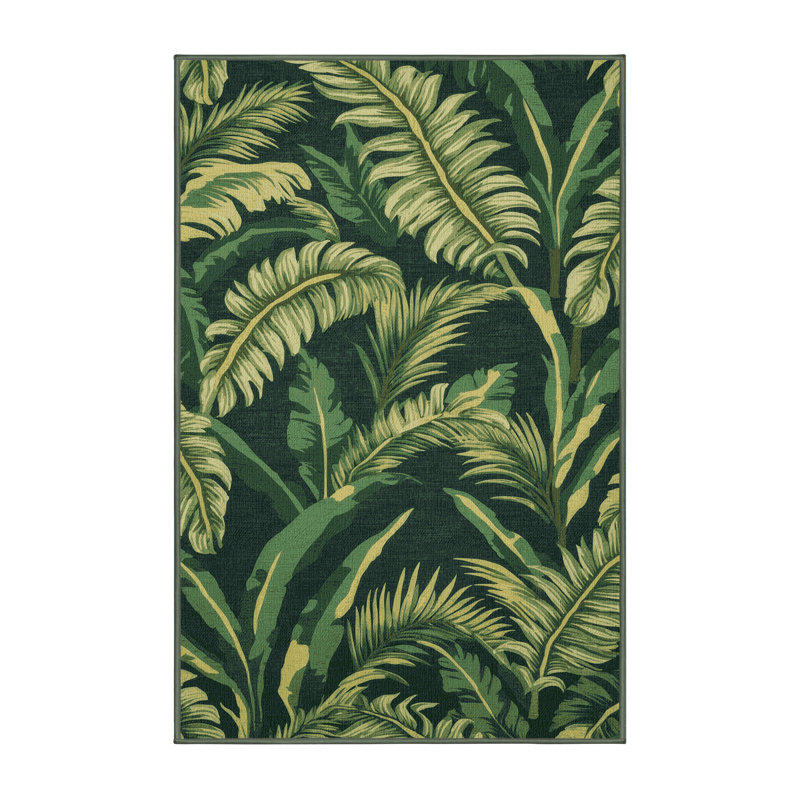 Washable Banana Leaves Hawaiian Area Rug, Rectangle 2' x 3'