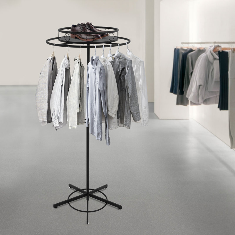 Rotatable Round Garment Rack 360° Rotatable Metal Clothes Hanging Rack Adjustable Height