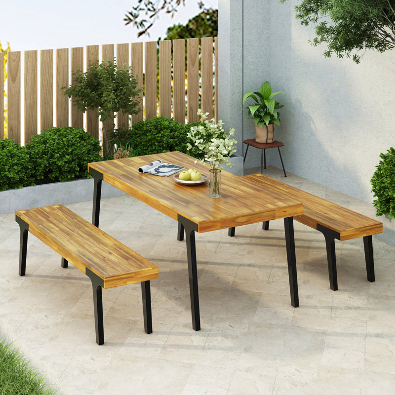 1 Dining Table+2 Dining Benches