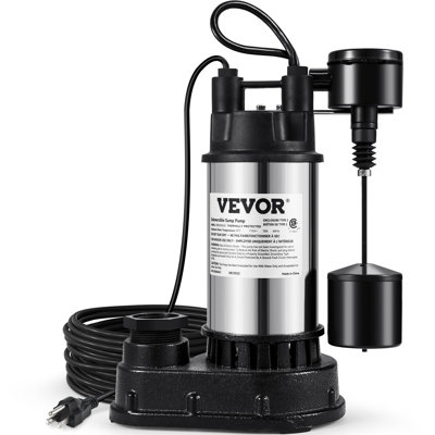 Pompe de puisard submersible en fonte et en acier de 1,5 HP, pompe à eau submersible de 6 000 GPH avec interrupteur à flotteur vertical intégré, pour le bassin d'eau du sous-sol et la zone d'inondation testée selon les normes UL