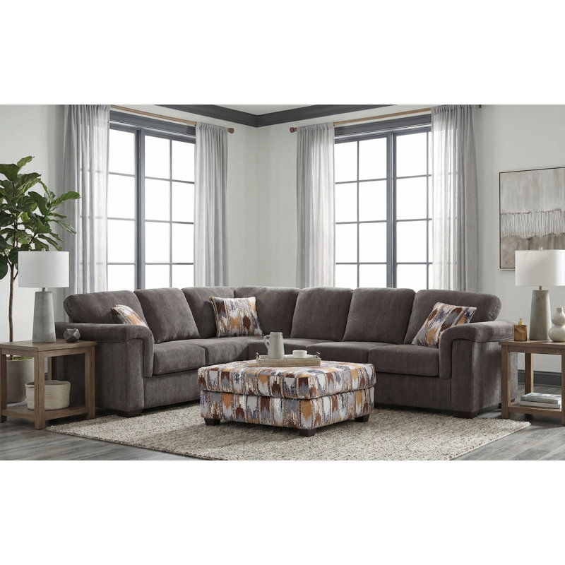 38" Upholstered Rectangular Ottoman - Cigar Fog