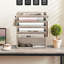 6-Tier Vertical Mount Hanging Holder with 2 Side Hooks, Modern Wooden Magazine Storage Holder-2019455237
