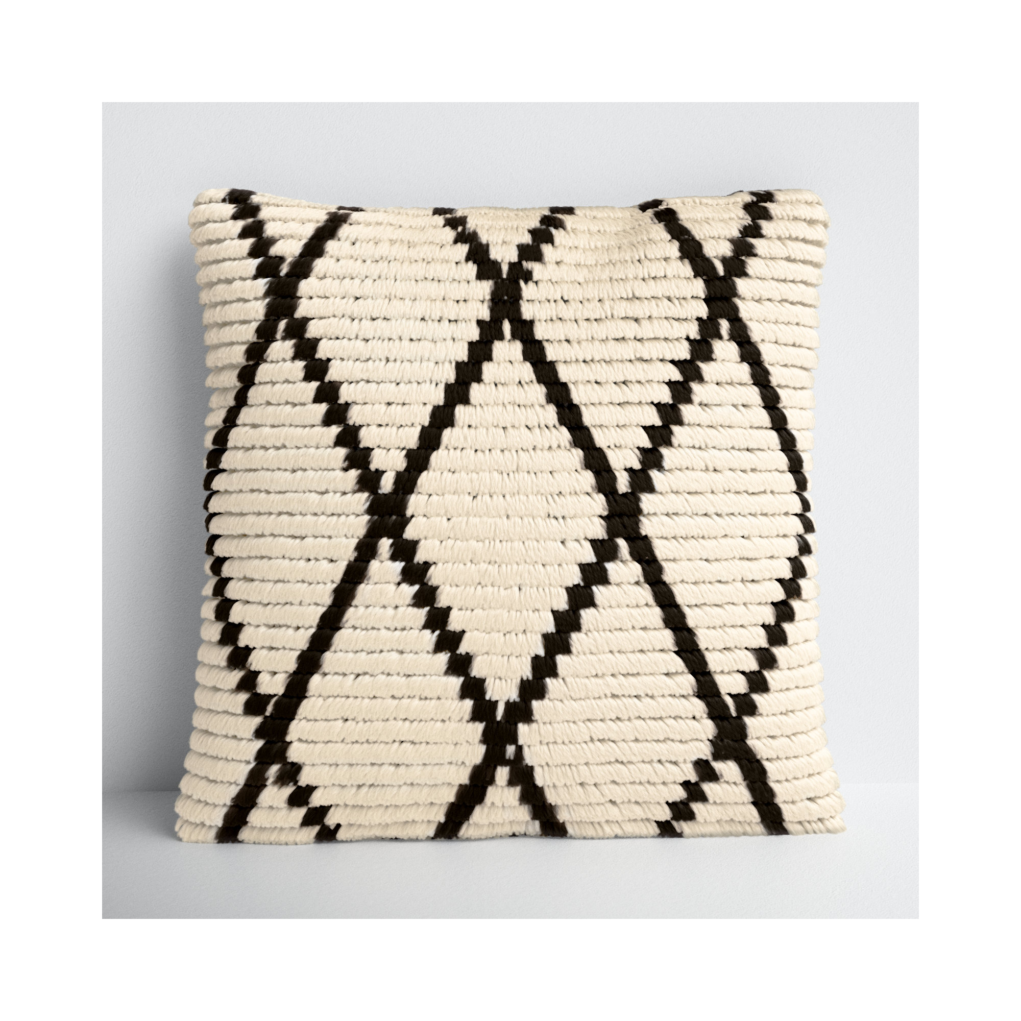 Cyan Geometric Wool Pillow Cover, Down, 22" H x 22" W