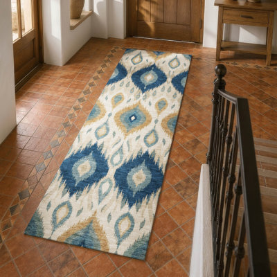 Tapis Lamanna ACN3120 Ikat lavable à la machine pour intérieur/extérieur