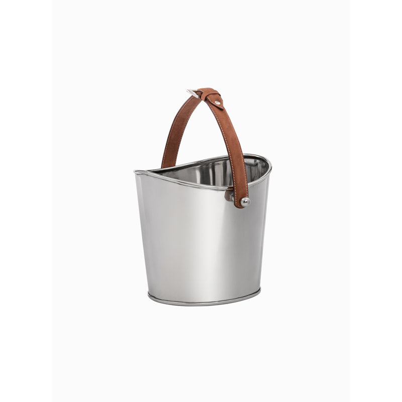 Stainless Steel Ice Bucket with Leather Handle