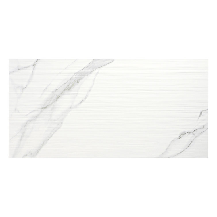 Dymo Statuary Stripe 12" x 24" White Glossy Ceramic Wall Tile