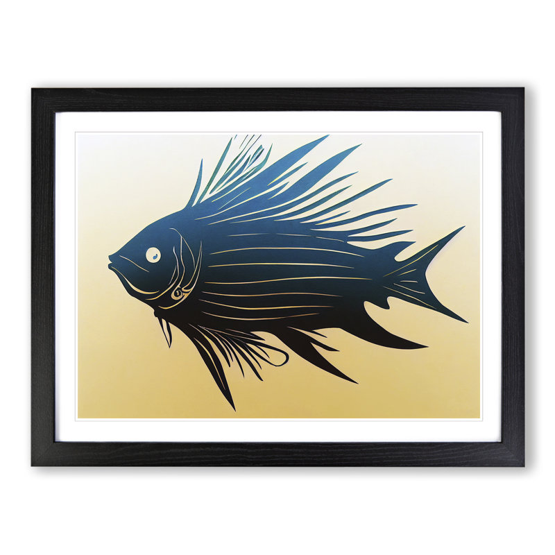 XH1022-8862X Terrific Fish - Single Picture Frame Print, Black, 25cm H x 34cm W x 2cm D
