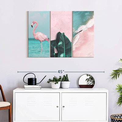 " Pink Paradise Multi Piece Canvas Print " 3 Piece Art Set