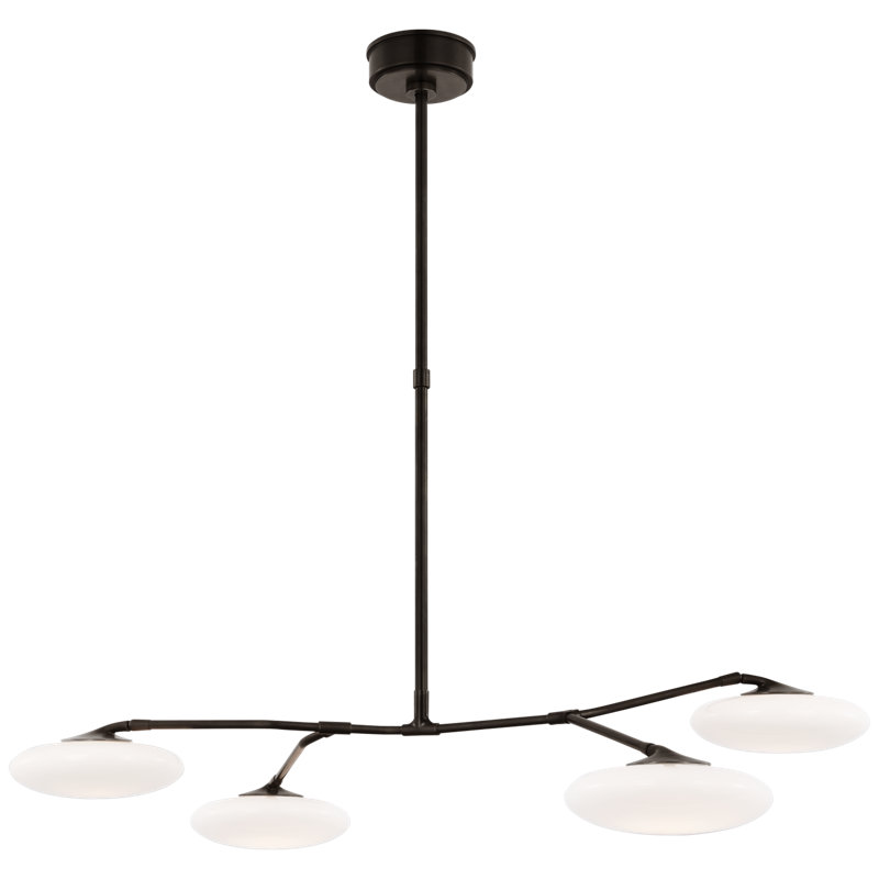 Brindille 4 - Light Sputnik Modern Linear LED Chandelier, Gun Metal, 10.75"H x 47.85"W x 32.5"D