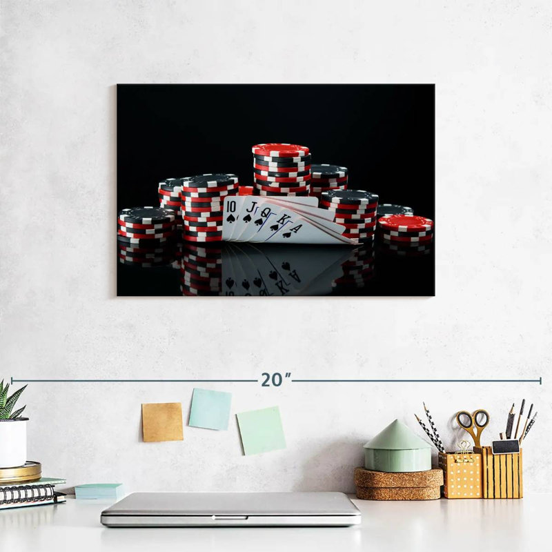 Poker sur toile, H 8 po x l 12 po x P 1 po