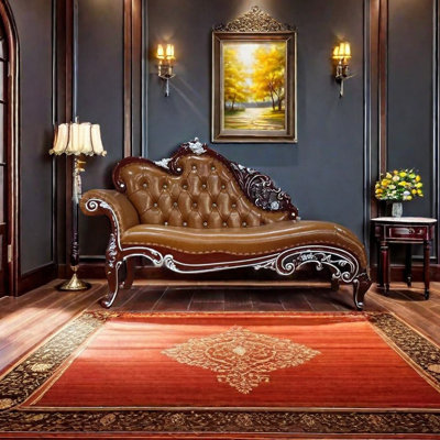 Chaise longue rembourrée en bois massif clair et luxueux