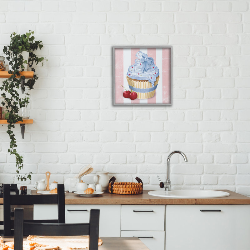 Giclée encadrée de petits gâteaux et cerises pastel, design par Lori Mosley, H 12 po x l 12 po, Estampe numérique Farmhouse
