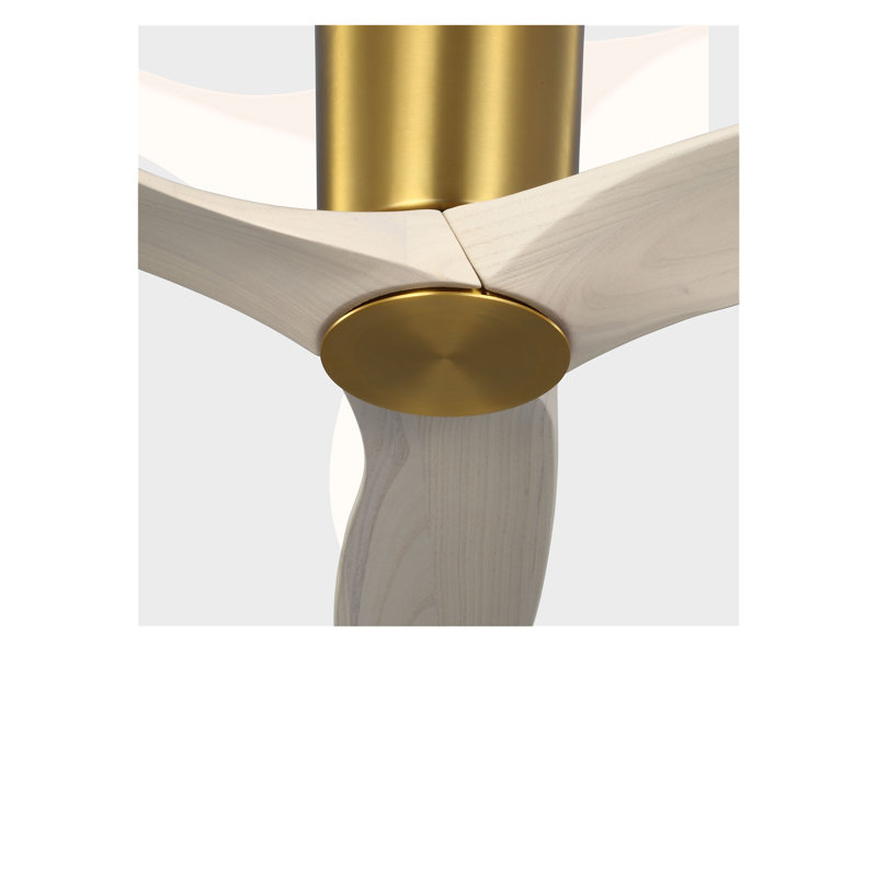 Ventilateur de plafond à DEL Seyra Smart Hugger, Chêne blanc délavé, 52 po de largeur, Bronze brillant
