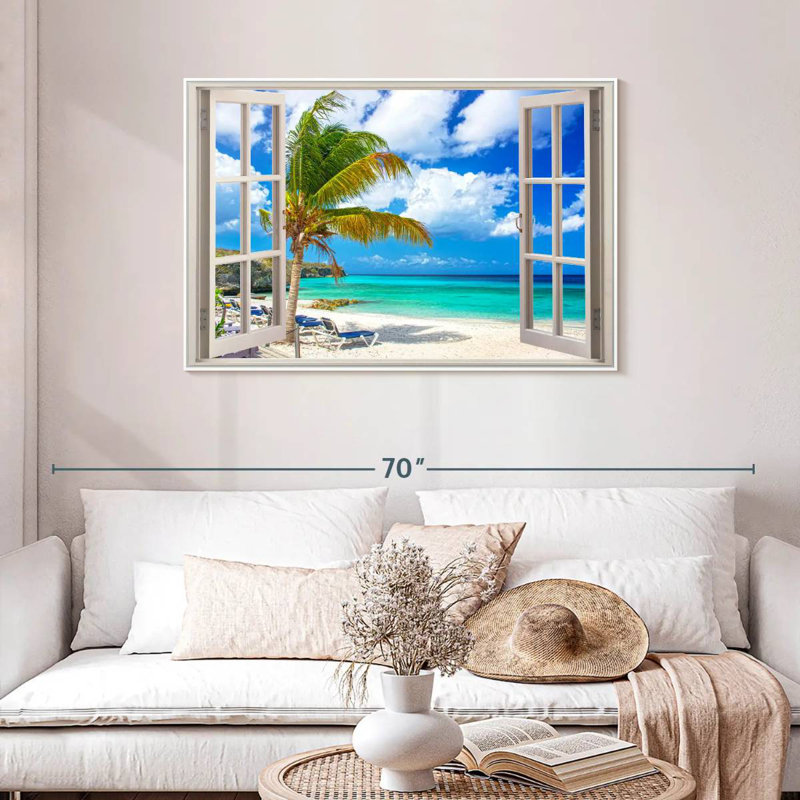 Scène de fenêtre, Cadre flottant blanc, 43 po x 29 po