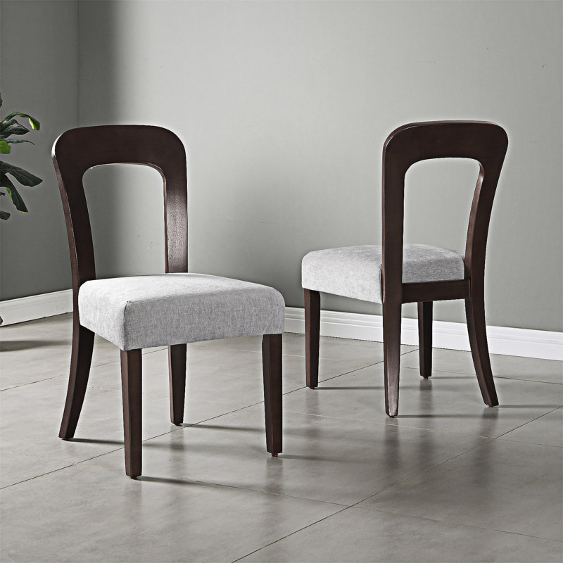 Ensemble de 2 chaises d'appoint en bois, Brun foncé / gris