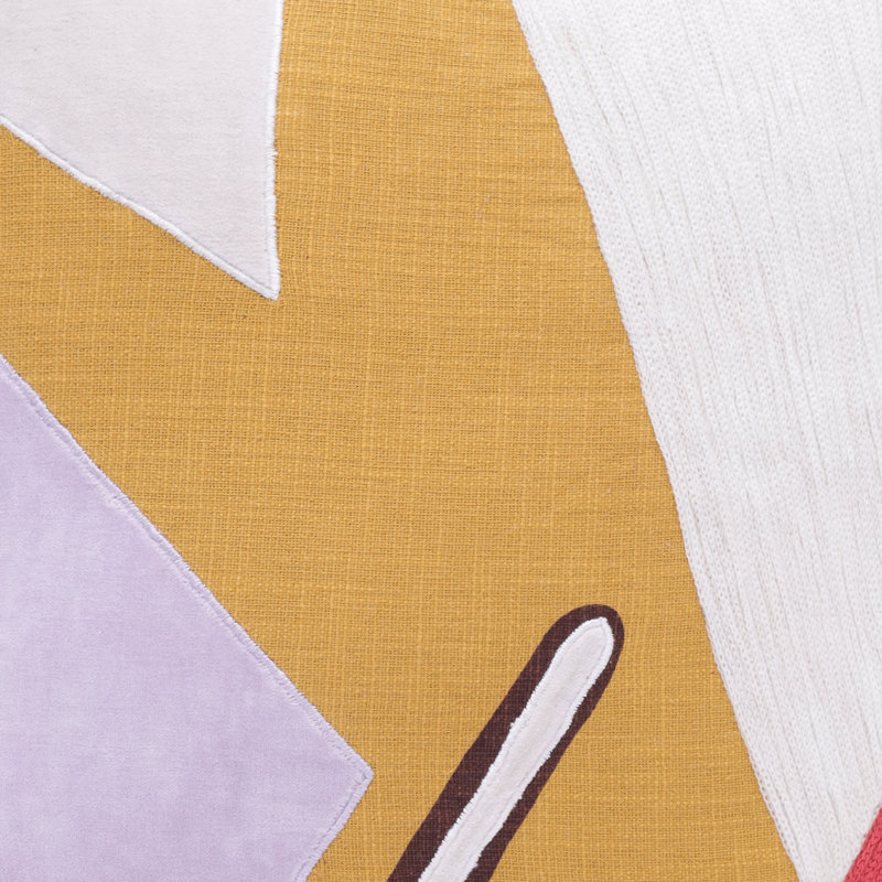 Coussin décoratif en coton Astri, Carré 18 po, Jaune / multicolore, Inférieur