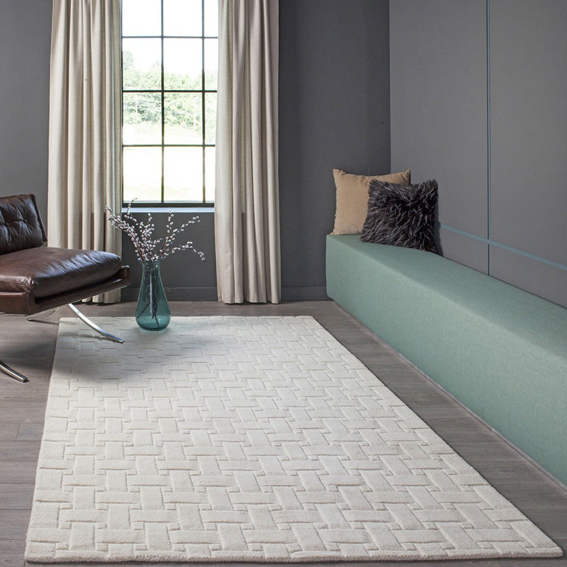 Carissa Hand Tufted Wool Geometric Indoor Rug, Rectangle 5' x 8'